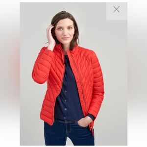 Joules Vibrant Red Quilted Puffer Jacket EUC